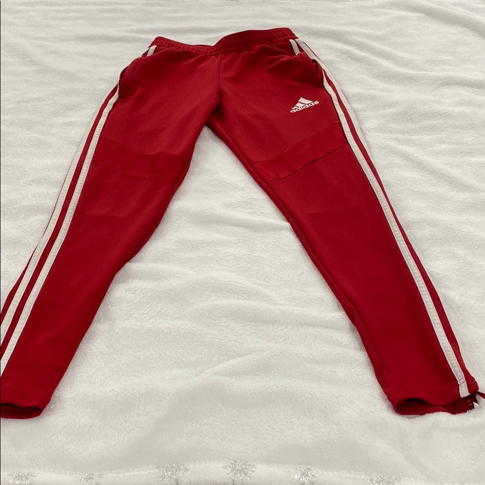 Adidas Men's Crimson Joggers with White Accents